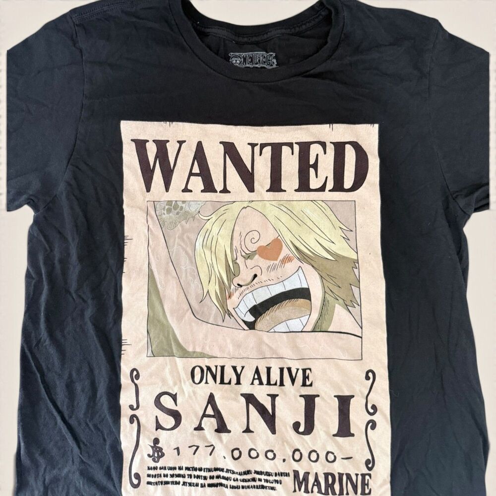One Piece Sanji Wanted Poster Tee Medium Anime Manga Streetwear Otaku Graphic